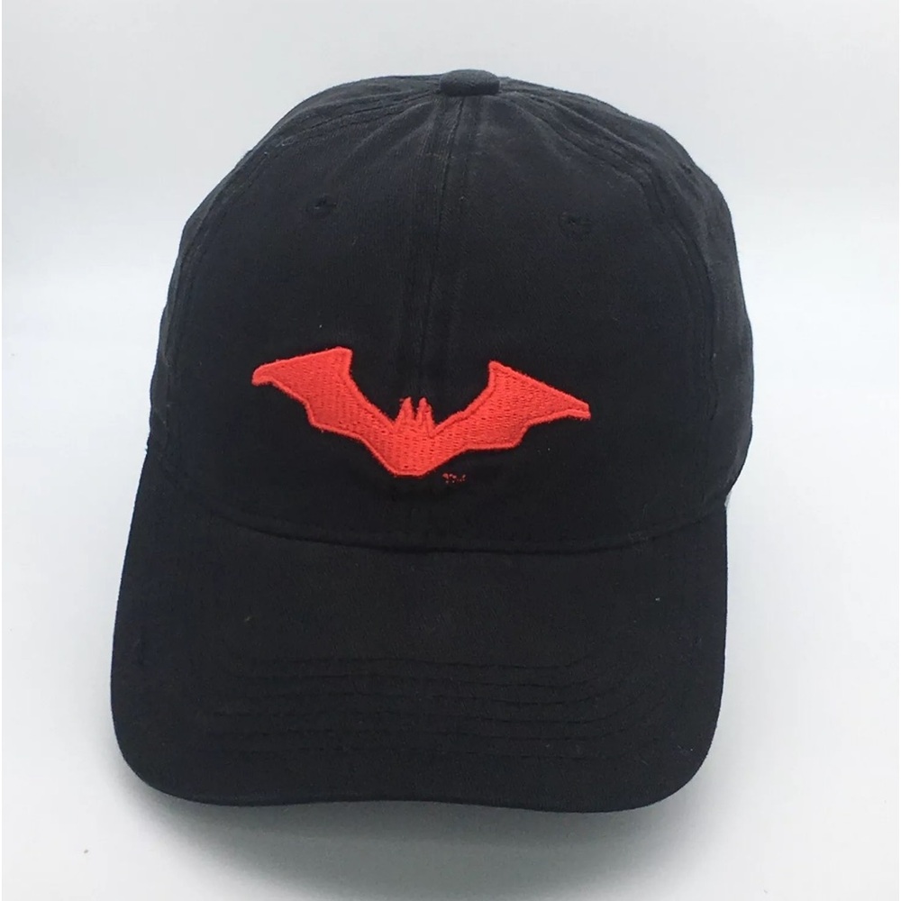 Batman Logo Red Black Baseball Strapback Hat Cap NWOT